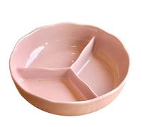 1 Pcs Assiettes De Contrôle Des Portions, 8.07 » Assiettes En Céramique Divisées Pour Adultes, Assiettes Rondes En Porcelaine Pour Dîner Diététique, Assiettes À Compartiments Pour Repas Equilibrés(Ros