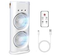 1 PCS Ventilateur Brumisateur 4-en-1 Blanc - Double Tête, Télécommande - 3 Vitesses, LED - Convient pour Maison, Bureau Lumiryn