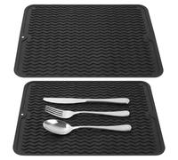 1 PcsTapis de Séchage Vaisselle en Silicone, 30x40 cmTapis Egouttoir Vaisselles, Tapis d'égouttage Vaisselle Antidérapant, Tapis de Drainage de Cuisine, Organisateur d'évier en Silicone(Noir)