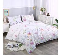 1 Personne Les Enfants Bambin Parures de Lit avec Taie d'oreiller, Belle Fleur Noir Blanc Plume Art Housse de Couette pour Bambin Fille Garçon Dortoir (Fleur)