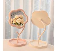 1 Petit Miroir de Maquillage en Forme de Fleur avec Compartiment de Rangement Rose