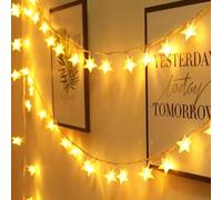 1 pièce 1,5/3/4,5/6m Guirlande lumineuse d'étoiles pour décoration murale intérieure, guirlande lumineuse LED à piles pour décoration de la maison, décoration de mariage, d'anniversaire, de fête, lumi