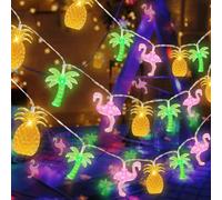 1 pièce 10/20/30/40 LED Flamant rose tropical, ananas, guirlande lumineuse en forme de palmier, lampe tropicale d'été pour la plage hawaïenne, alimentée par batterie, convient pour la maison, la fête,
