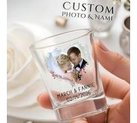 1 pièce/12 pièces Verres à shot personnalisés de 2 oz pour mariage, verres à photo et nom personnalisés, verres à shot pour la mariée et le marié, cadeaux pour demoiselles d'honneur, cadeaux pour garç