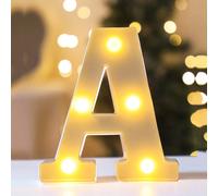 1 pièce 16cm/6.3in Décoration de chambre créative lumineuse lettre, veilleuse LED à pile en forme de lettre, petite lampe de chevet portable, lumière d'ambiance pour chambre, décoration de mariage, an