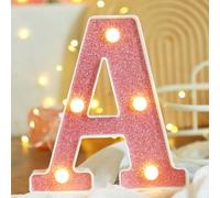 1 pièce 16cm/6,3in Décoration de chambre lumineuse créative Lettre rose, Veilleuse à lettre LED alimentée par batterie, Décoration de chambre de fille, Décoration de mariage, anniversaire, fête, propo