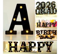 1 pièce 16cm/6,3in Décoration de chambre lumineuse créative, lumière de lettre noire, lumière de nuit à LED alimentée par batterie, lumière de décoration d'ambiance de chambre, lumière de lettre de dé