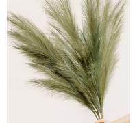 1 pièce 2,62 pi Herbe de pampa artificielle 3-en-1 à épissure, fleur artificielle longue douce et moelleuse, roseau artificiel en plastique, 1 tige de plante artificielle moelleuse vert olive, herbe d