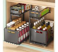 1 pièce, 2 niveaux, Étagère de rangement extractible, Panier de rangement coulissant pour armoire de cuisine, Étagère de rangement pliable sous l'évier sans trou de perçage avec ventouse, Étagère à ép