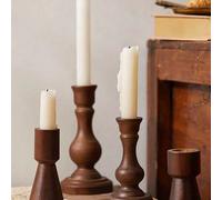 1 pièce/2 pièces/3 pièces/4 pièces Bougeoirs en bois de style vintage et rustique avec finition cuivrée, design de colonne romaine. Bougeoirs pour chambre à coucher, salon, décoration de table, décora
