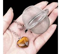 1 pièce, 2 pièces, 3 pièces, 5 pièces de passoires à thé en acier inoxydable en forme de cœur, avec un design à maille fine et ornées de cristal d'agate multicolore. Passoires à thé en acier inoxydabl