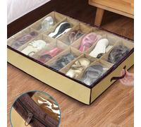 1 pièce/2 pièces/3 pièces Boîte de rangement pour chaussures en tissu rétro, boîte de rangement 12 compartiments, imperméable, anti-poussière, anti-humidité, étagère à chaussures rectangulaire polyval