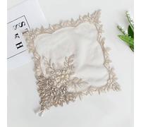 1 pièce/2 pièces/4 pièces/6 pièces Nappe carrée beige de style européen vintage avec décoration de perles, napperon multifonctionnel en dentelle brodée à la main avec fleurs, convient pour la décorati