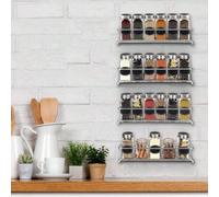 1 pièce/2 pièces/4 pièces Support à épices en métal noir/argenté, sans marque de perçage, montage mural ou par vis, support économe en espace pour bocaux d'épices, pour porte d'armoire/stockage mural
