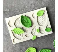 1 pièce/2 pièces/5 pièces Moule en silicone en forme de feuille pour décoration de gâteau, chocolat, fondant, cuisson, fleur de rose, argile, artisanat de résine Taille Unique,Ensemble 2 pièces Beige,