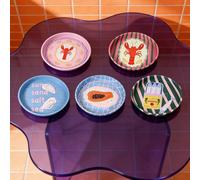 1 pièce/2 pièces Assiette de dîner en métal avec motif de lettre/poisson/homard/papaye. , Assiette décorative ronde de 30 cm, convenant pour les steaks, pâtes, petit-déjeuner - micro-ondes, cadeau de 