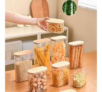 1 pièce/2 pièces Bocaux transparents hermétiques avec couvercles en bambou, boîtes de rangement alimentaire grande capacité, bocaux de cuisine, convient pour les céréales, le riz, les pâtes, les colla