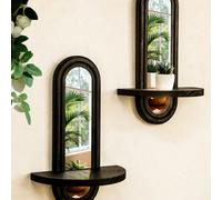 1 pièce/2 pièces Cadre de miroir mural en forme d'arc-en-ciel DIY, étagère murale en bois, support de rangement suspendu de style bohème, support de rangement multifonctionnel décoratif, facile à inst