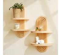 1 pièce/2 pièces Étagère murale de style bohème en bois - Étagères murales de forme géométrique, décoration d'intérieur moderne, support pour plantes et ornements, idéal pour le salon ou la chambre à 