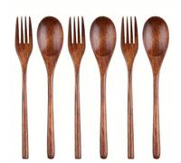 1 pièce/2 pièces Fourchette et cuillère à salade en bois laqué naturel, 22,5 cm/8,86 pouces, fournitures scolaires, rentrée des classes Couleur du bois-2PCS (fourchette + cuillère),Couleur du bois - c