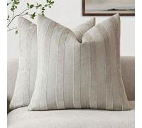 1 pièce/2 pièces Housse de coussin décoratif grise à rayures 3D (insert de coussin non inclus), mélange doux de chenille moderne et de lin synthétique bicolore rayé. Housse de coussin confortable, con