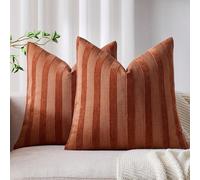 1 pièce/2 pièces Housse de coussin décoratif rayé 3D ROUILLE (insert de coussin non inclus), mélange doux de chenille moderne et de lin synthétique bicolore rayé, housse de coussin confortable, convie