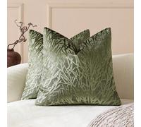 1 pièce/2 pièces Housse de coussin décorative en velours avec motif corail vert olive, housse de coussin de luxe avec design texturé de plante pour hôtel, café, décoration de maison, salon, canapé, li