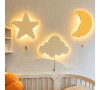 1 pièce/2 pièces Lampe murale enfant en forme de nuage à LED, veilleuse flottante avec chaîne, motifs multiples disponibles comme papillon, étoile, lune, lumière jaune douce, convient pour chambre de 