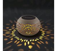 1 pièce/2 pièces Lanterne à points en fer et en céramique alimentée par énergie solaire, éclairage de paysage à motifs ajourés, décoration extérieure étanche pour jardin, terrasse, balcon cuivre,Blanc