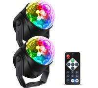 1 pièce/2 pièces Lumières de fête activées par le son, avec télécommande, éclairage DJ, boule disco RVB, stroboscope, 7 modes d'éclairage, projecteurs de scène, convient pour la maison, la chambre, la