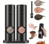 1 pièce/2 pièces Moulin à poivre et sel électrique, fonctionnement sur pile, réglage de la mouture, broyage automatique, convient pour le barbecue, le restaurant, la cuisine - peut moudre le poivre no