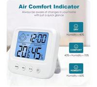 1 pièce/2 pièces Nouveau thermomètre et hygromètre numérique LCD pour chambre de bébé, avec rétroéclairage, station météo électronique d'intérieur pour la maison 1 modèle blanc sans rétroéclairage,1 m