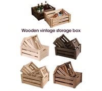 1 pièce, 2 pièces ou 3 pièces Ensemble de caisses de rangement en bois rustique de style ferme - Boîtes d'organisation artisanales et empilables dans des couleurs vintage et naturelles pour la décorat