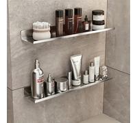 1 pièce/2 pièces Pack Étagère murale en acier inoxydable 210 de style moderne, sans installation requise. Décoration de salle de bain Accessoires de salle de bain Zones commerciales, Étagère de rangem