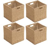 1 pièce/2 pièces Panier de rangement carré tressé, panier de rangement tressé de style bohème en forme de gourde avec poignée intégrée, solution de rangement parfaite pour le bureau, le placard et l'é