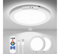 1 pièce/2 pièces Plafonnier LED rechargeable avec télécommande détection de mouvement 4000 mAh 5W Type-C Lampe de plafond à installation magnétique pour couloir, chambre, maison, escalier, veilleuse 1