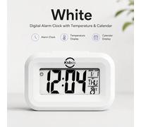 1 pièce/2 pièces Réveil électronique multifonction blanc pur, corps rectangulaire arrondi, design économe en espace, grand écran avec affichage clair de l'heure, de la date, du jour de la semaine et d