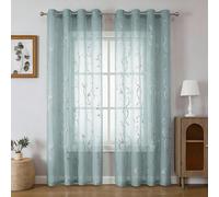 1 pièce/2 pièces Rideau transparent, léger et doux, de motif de vigne de haute qualité vert menthe. Conception de trous ronds pour chambre à coucher/salon. Rideau transparent et durable avec motif de 