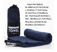 1 pièce/2 pièces Serviette de sport microfibre à double couche, séchage rapide, bleu marine, absorbante, anti-sable, portable pour le yoga, la natation, la randonnée, les sports de plein air L,M,XL,XX