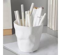 1 pièce/2 pièces/Set Porte-crayon créativement conçu en blanc pur. Seau de rangement pour articles de papeterie pour les études. Peut être utilisé comme pot à pinceaux de maquillage ou comme corbeille