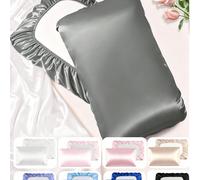 1 pièce/2 pièces Taie d'oreiller en satin, Taie d'oreiller en soie avec bande élastique Taie d'oreiller de voyage, Taie d'oreiller en satin de soie douce, Protège les cheveux et la peau, Taille standa
