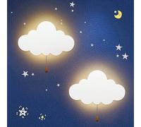 1 pièce/2 pièces Veilleuse murale, Lampe nuage, Éclairage mural à piles, Lampe murale design étoile lune nuage, Veilleuse murale/plafonnière, Plafonnier nuage, Convient pour la chambre à coucher, la d