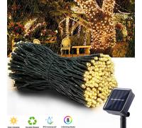 1 pièce 20/50/100 LED 5/7/12 m 8 modes Guirlande solaire étanche de lucioles, lumière de guirlande LED blanc chaud pour la décoration de vacances, cour, automne, maison, extérieur 5m 20leds,7m 50leds,