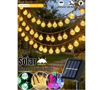 1 pièce 20/50/100 LED Guirlande lumineuse boule de cristal solaire, 8 modes d'éclairage, guirlande lumineuse de fée étanche IP65, convient pour le jardin, la cour, le porche, le balcon, le camping, la