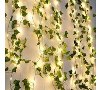 1 pièce 2m 20 LED / 5m 50 LED / 10m 100 LED / 3m 20 LED / 7m 50 LED / 12m 100 LED Guirlande lumineuse à feuilles vertes, couronne de feuilles vertes convenant pour le mur, la fête, le mariage, le salo