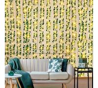 1 pièce 2M/6,56Ft/5M/16,4Ft/10M/32,8Ft 3x2 Lumières de rideau LED Guirlande de feuilles artificielles, Vignes vertes réalistes, Décoration murale intérieure, Fête, Création d'ambiance de Noël et de va