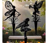 1 pièce/2pcs/3pcs Girouette décorative d'art créatif de fée fleur à insérer, artisanat en fer métallique pour jardin extérieur, décoration de jardin A,B,C B+C B C,B.Fer