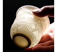 1 pièce/2pièces/4pièces Tasse à thé en céramique peinte à la main avec motif floral sous-glaçure, tasse principale florale exquise, tasse de dégustation de thé, tasse à thé Kung Fu en forme de pétale,