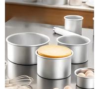 1 pièce/3 pièces/5 pièces, Moule à gâteau rond extra haut, Moule à gâteau, Moule de cuisson, Fond amovible, 4 pouces/5 pouces/6 pouces/7 pouces/8 pouces, Ensemble de moules à gâteau, Convient pour gât
