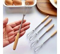 1 pièce/3 pièces/6 pièces, Fouet avec manche en bois massif, mini fouet à œufs en acier inoxydable pour la cuisine, fouet à fil pour fouetter le lait, pour mélanger, fouetter, battre ou remuer, 20 cm 